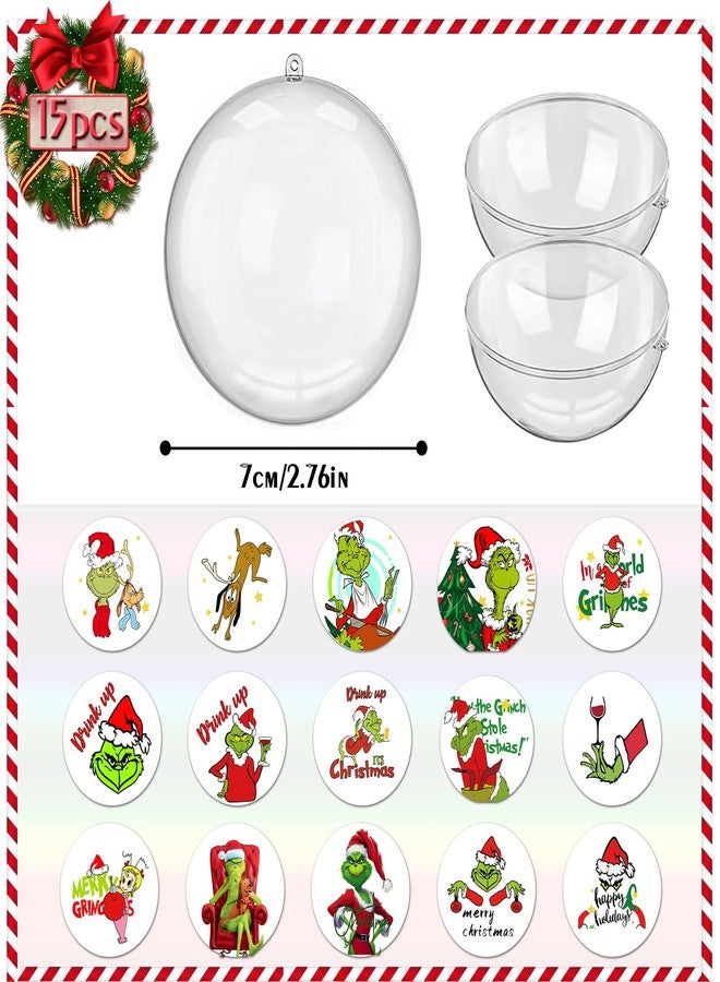 SUNWISHA 15pcs Christmas Clear Acrylic Balls Ornament Set with Bow Tie, Xmas Classic Tree Balls for Holiday Indoor Outdoor Décor, Wreath, Garland, Party Décor（Style 1） - Image 5